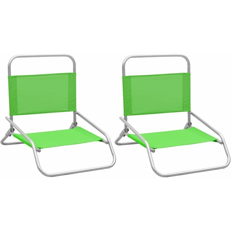 Image of VIDAXL Folding Beach Chairs 2 pcs Green Fabric Vidaxl 8720286073209