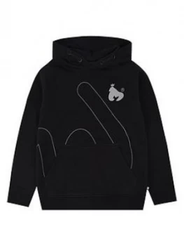 Image of Money Boys Large Signature Logo Overhead Hoodie - Black, Size 15-16 Years