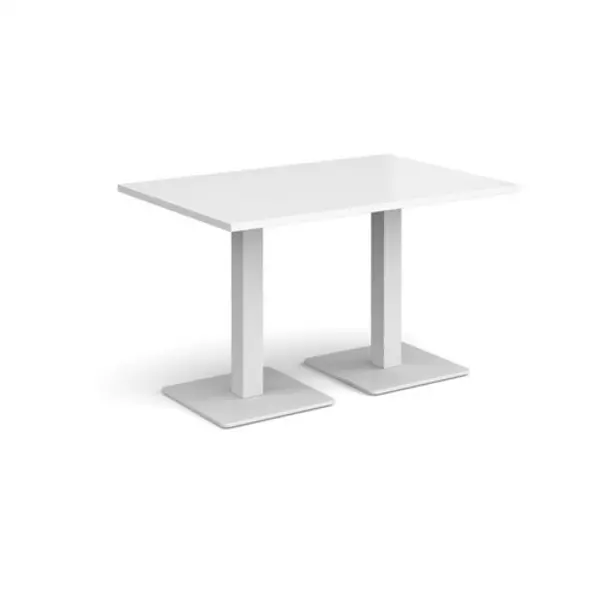 Image of Brescia Brescia rectangular dining table with flat square white bases 1200mm x 800mm - white White BDR1200-WH-WH