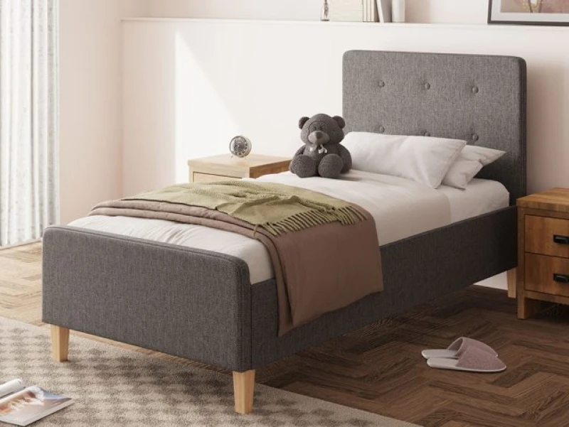 Image of GFW Ashbourne Dark Grey Fabric Ottoman Bed Frame - 3ft Single