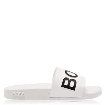 Image of Hugo Boss Logo Pool Slides White Size 10 Men