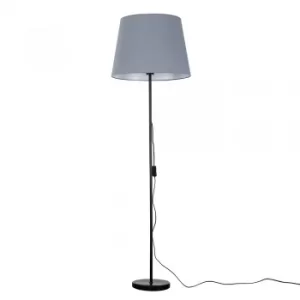 Image of Charlie Black Floor Lamp with XL Grey Aspen Shade