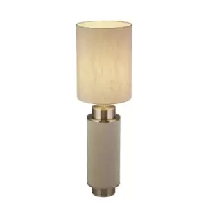 Image of Flask 1 Light Table Lamp, Natural Hessian, Satin Nickel And Natural Shade