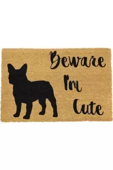 Image of Beware I'm Cute French Bulldog Doormat