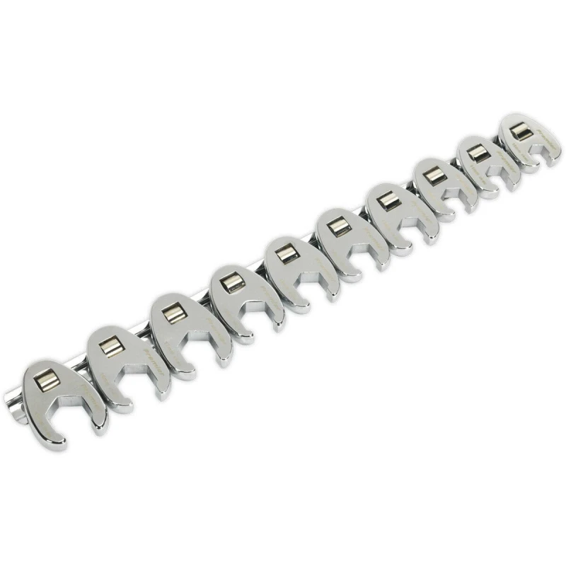 Image of Loops 10 PACK Crows Foot Spanner Set - 3/8" Square Drive Metric Ratchet Handle Adapter Multi