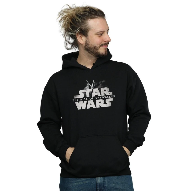 Image of Disney Men Star Wars The Rise Of Skywalker Rey And Kylo Battle Hoodie in Black Size: Small Black S Male 5059400169478