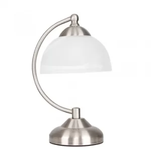 Image of Stamford Brushed Chrome Table Lamp with Glass Shade