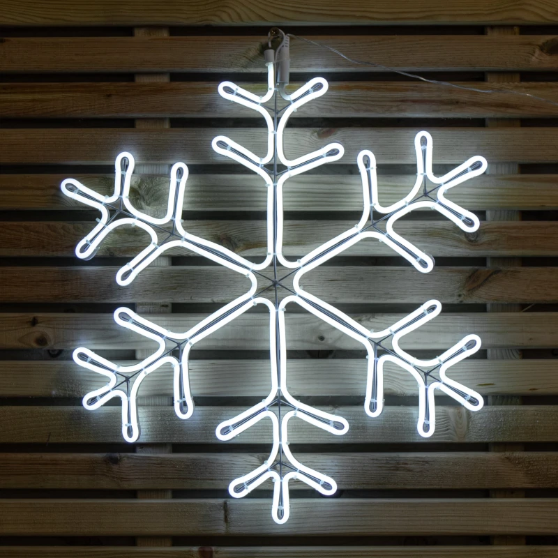 Image of 59cm x 56cm Light up Neon Flex Christmas Snowflake with Blue & White LEDs