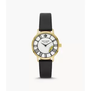 Image of Kate Spade New York Womens Metro Three-Hand Leather Taxi Watch - Black