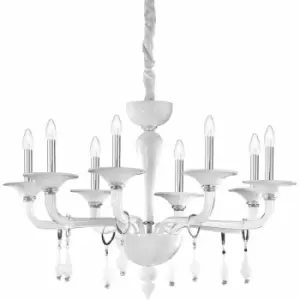 Image of Ideal Lux Miramare - 8 Light Chandelier White Finish, E14