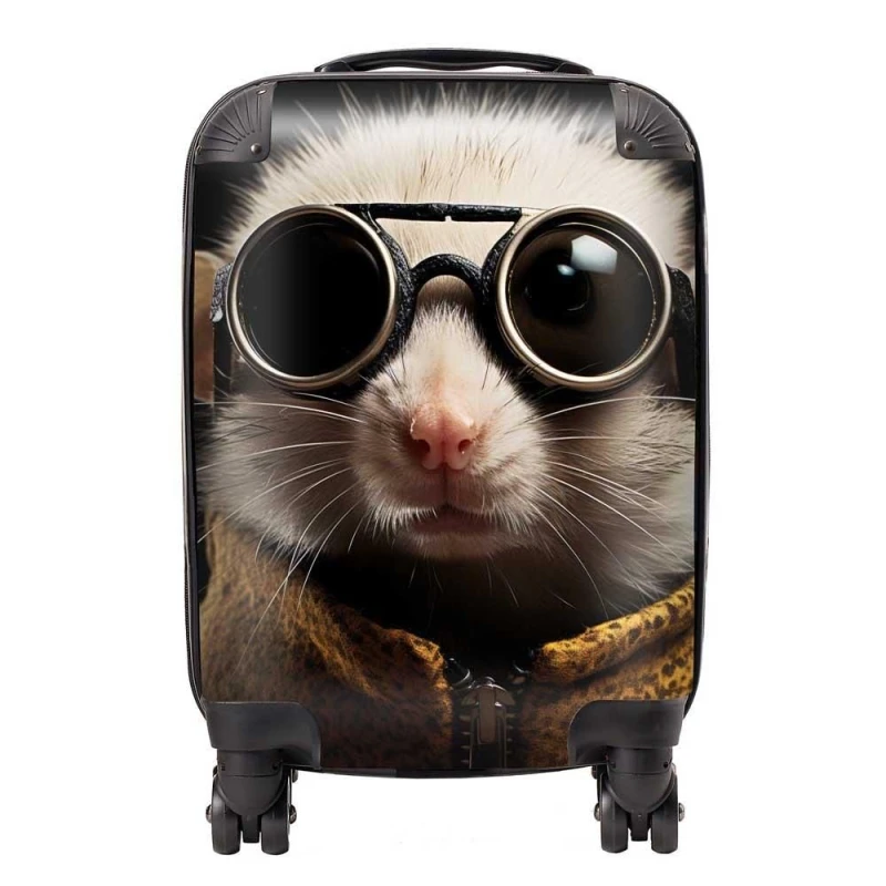 Image of Warren Reed - Designer Realistic Doormouse with Glasses Suitcase in White Size: Medium White Unisex Medium