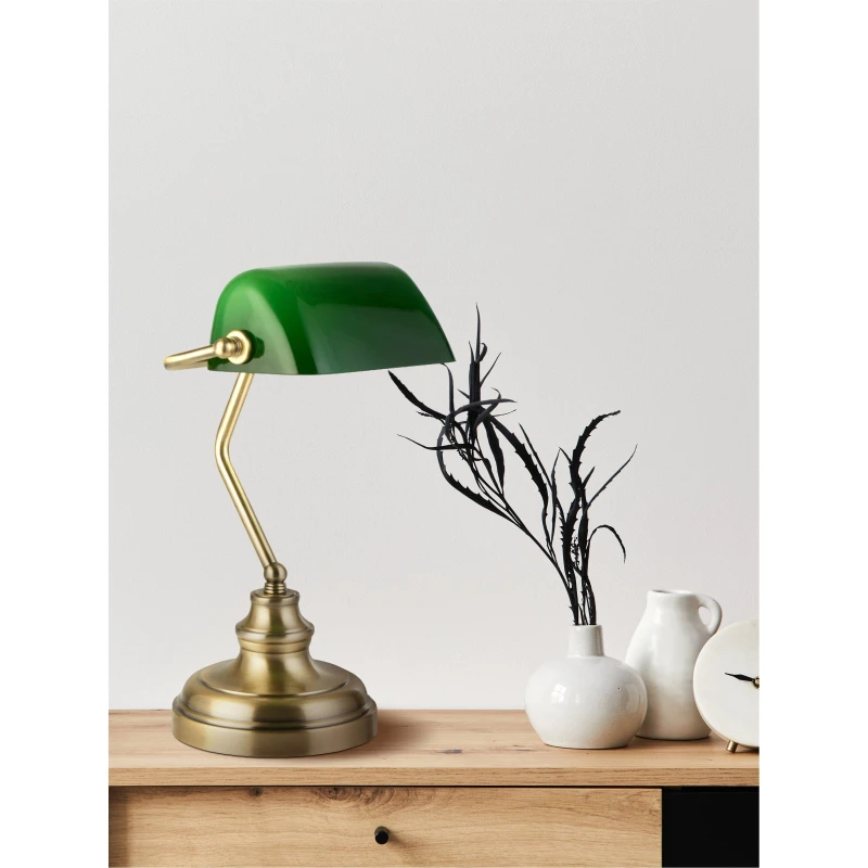 Image of Lighting Collection Bankers Table Lamp, Gold 701780