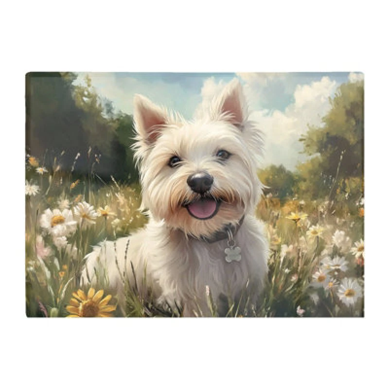 Image of Warren Reed Designer Happy Westie In A Summer Meadow Chopping Board