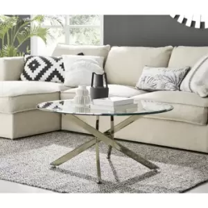 Image of Furniturebox Novara Gold and Glass Round Minimalist Coffee Table