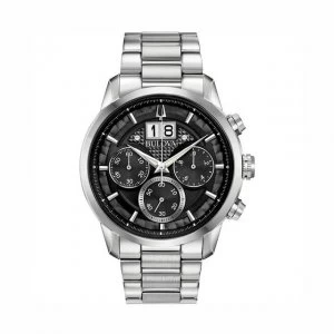 Image of Bulova Black and Silver Sutton Big Date' Chronograph Watch - 96B319