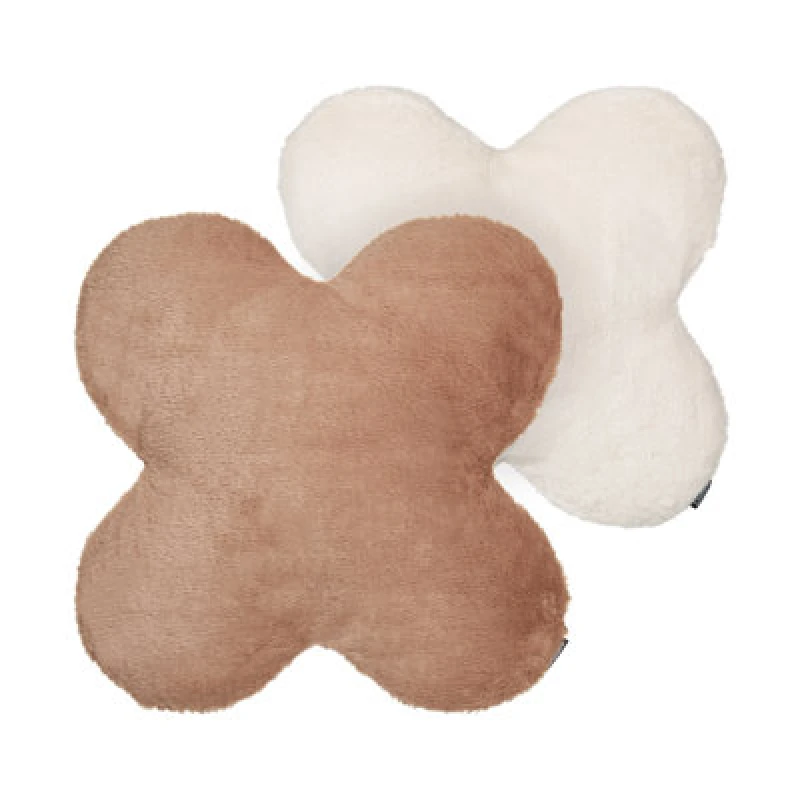 Image of Beliani Set Of 2 Decorative Cushions Achillea Faux Fur 54 X 54cm Beige Solid