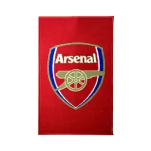 Image of Arsenal FC Official Football Crest Rug (One Size) (Red/Gold)