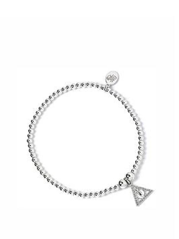 Image of Harry Potter Sterling Silver Deathly Hallows Ball Bead Bracelet with Crystals, One Colour, Women One Colour W9L6U Female