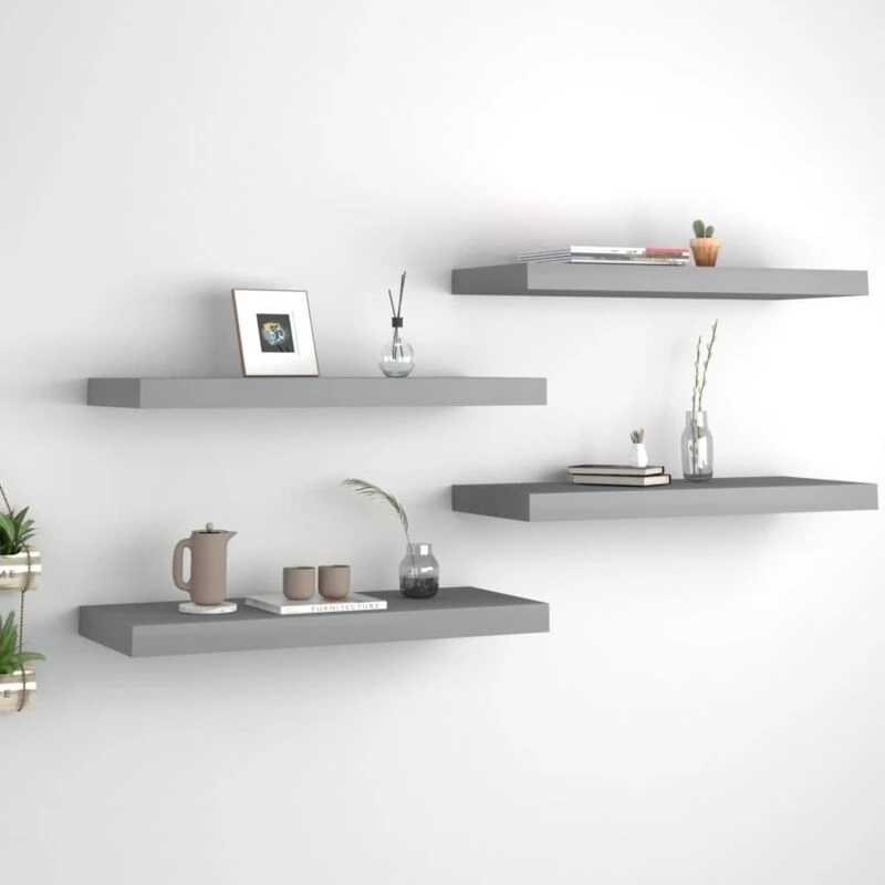 Image of VIDAXL Vidaxl - Floating Wall Shelves 4 pcs Grey 60x23.5x3.8cm mdf 8720286074862