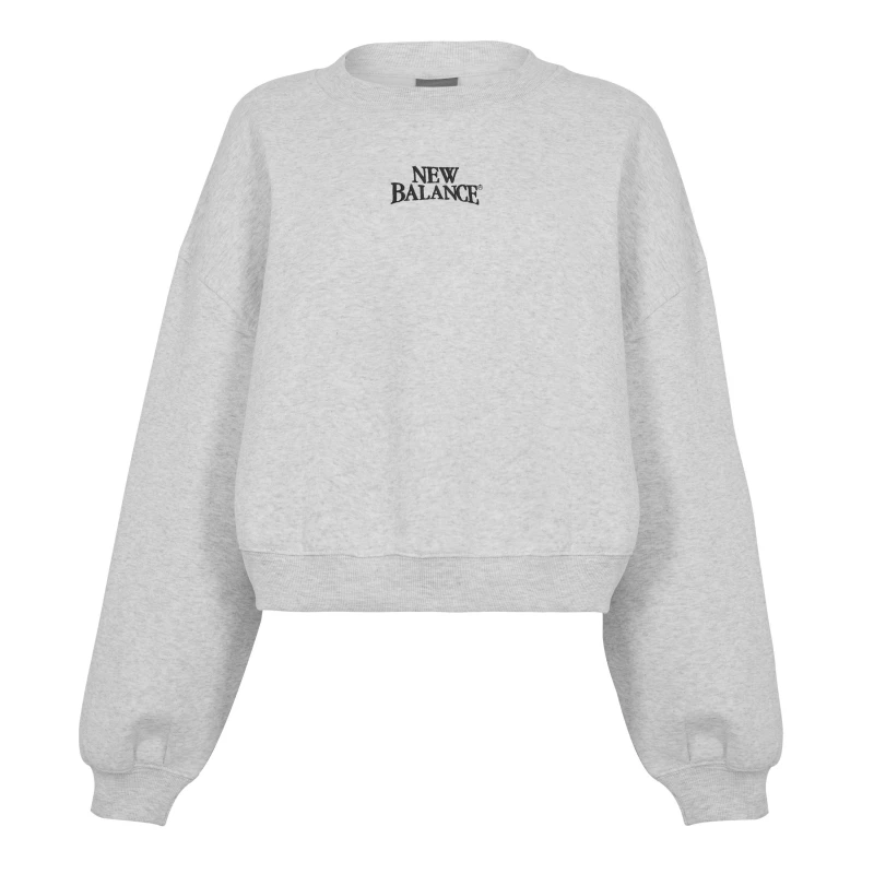 Image of New Balance LINEAR HERITAGE FLEECE CREW womens Sweatshirt in Grey