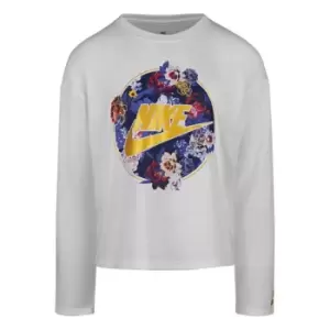 Image of Nike FT Floral Long Sleeve T Shirt - White