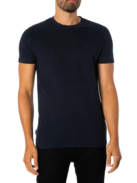 Image of Superdry Vintage Logo Embroidered T-Shirt Eclipse Navy M