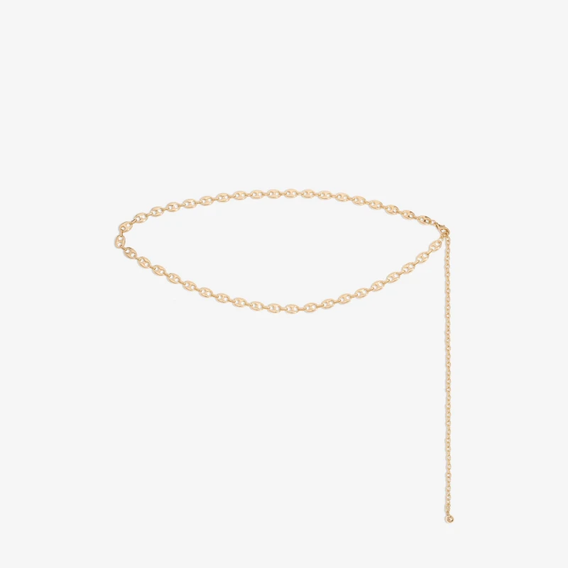 Image of Mood Gold Polished Button Link Chain Belt Gold