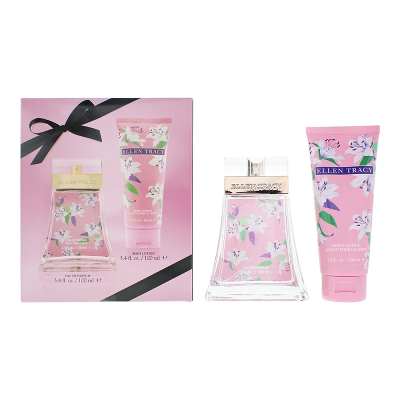 Image of Ellen Tracy Classic Florals Pink Sparkling Photobox 2 Piece Gift Set: Eau de Parfum 100ml - Body Lotion 100ml