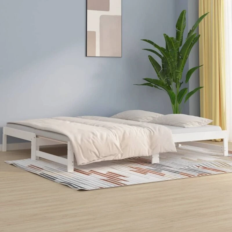 Image of VIDAXL Pull-out Day Bed without Mattress White 2x(90x200) cm Vidaxl 8720287074069