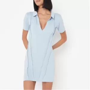 Image of Missguided Seam Polo Collar Mini Dress - Blue
