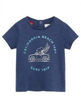 Image of Mango Baby Boys Snoopy Car Tshirt - Navy