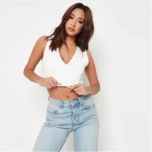 Image of Missguided Crepe Button Front Waistcoat - White
