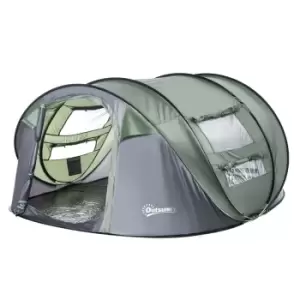 Image of Outsunny 4-5 Person Pop Up Camping Tent - Green/Grey