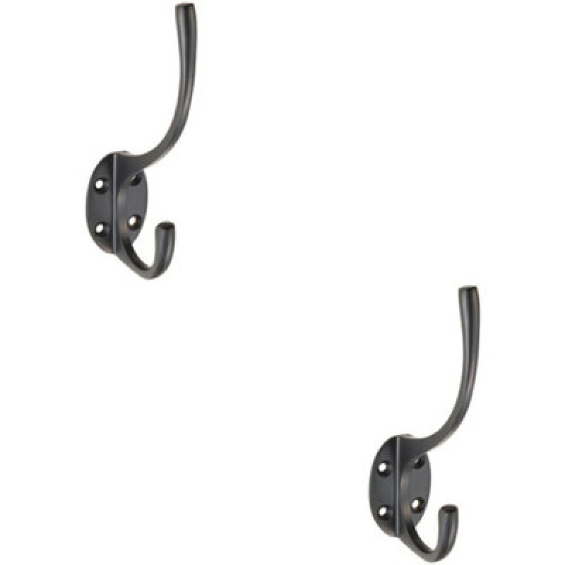 Image of Loops 2x Victorian Hat & Coat Hook on Oval Backplate 64mm Projection Matt Black Black