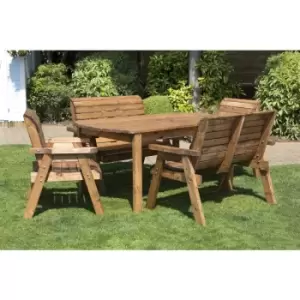 Image of Samuel Alexander - Hand Made 6 Seater Chunky Rustic Wooden Garden Furniture Table and Chairs Set