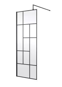 Image of Hudson Reed 760mm Abstract Frame Wetroom Screen - Matt Black