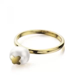 Image of Ladies Shimla PVD Gold plated Size O Ring With Butterfly Fresh Water Pearl