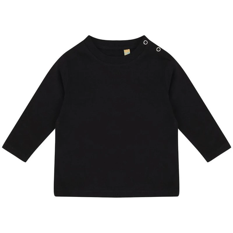 Image of Larkwood Plain Long Sleeve T-Shirt in Black Size: 3-4 Years Black Unisex 3-4 Years