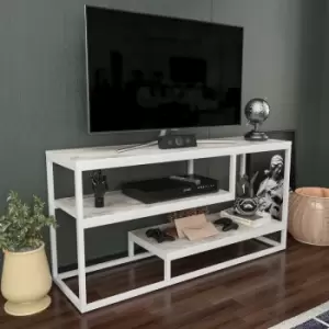 Image of Decorotika - Lorin 120 Cm Minimalist Media Stand tv Stand tv Unit tv Cabinet - TVs Up To 55 Ephesus White