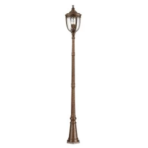 Image of 3 Light Large Outdoor Lamp Post British Bronze IP44, E14