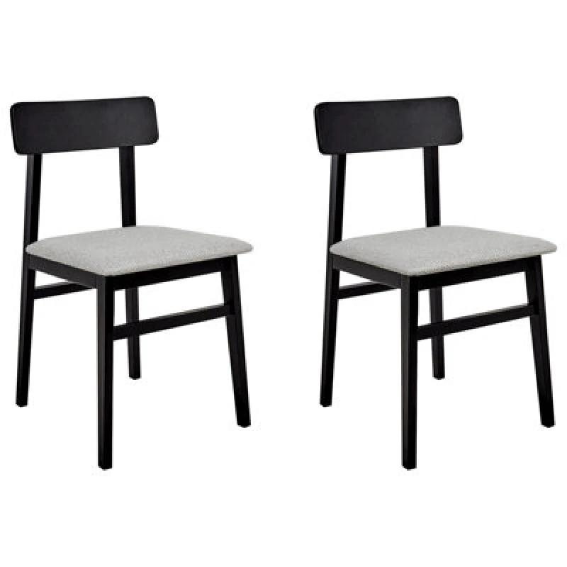Image of Beliani Set Of 2 Dining Chairs Stacy Wood Light Grey