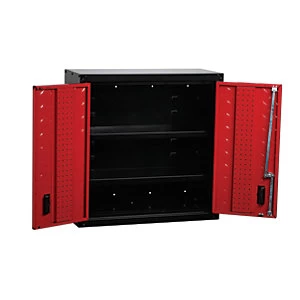 Image of Hilka Garage Storage Locking Wall Hung Unit - Red & Black