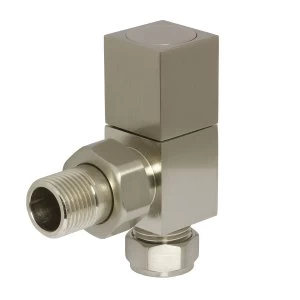 Image of Heating Style Square Angled Radiator Valves - Brushed Nikel