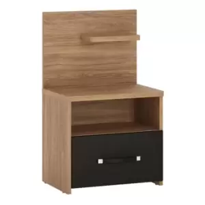 Image of Monaco 1 Drawer Bedside With Open Shelf Right Hand In Oak Effect And Black