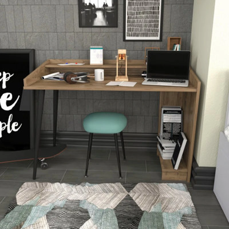 Image of Decorotika 120Cm Vannessa Writing Desk Walnut And Black