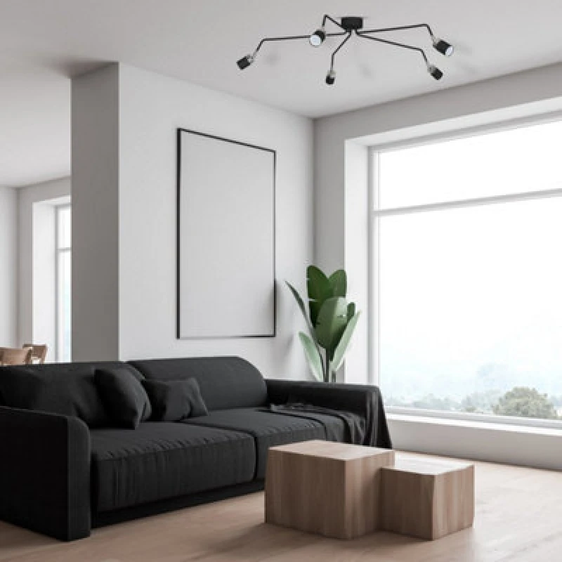 Image of Milagro Joker Ceilng lamp Hand Made Matt Black With Chrome Detail Black unisex