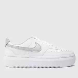 Image of Nike White & Silver Court Vision Alta Trainers