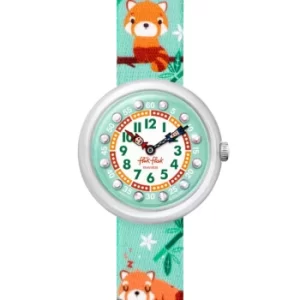 Image of Flik Flak Pandamazing Two Tone Dial Green Textile Strap Childrens Watch FBNP173