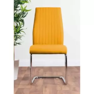 Image of Furniture Box Carson White Marble Effect Dining Table and 4 Mustard Lorenzo Chairs