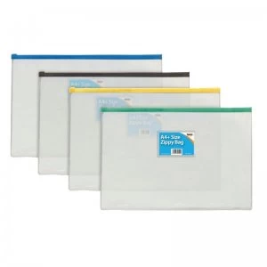 Image of Sundry Clear Plastic A5 Coloured Zip Bags (Pack of 12)